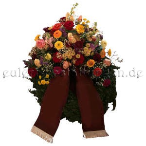 Gedenkkranz mit großem Aufsatzgesteck | bunte Sommerblumen 70cm