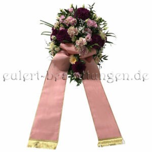 Blumengesteck zur Beerdigung in Rot Rosa mit Schleifen | für Frauen