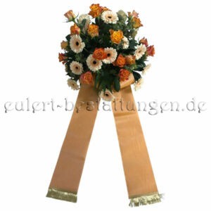 Blumengesteck zur Bestattung mit Rosen in Orange