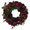 Herbstlich roter Trauerkranz zur Beerdigung mit Rosen und Beeren inkl. Schleife